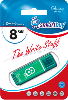 Накопитель USB flash 8ГБ SMARTBUY &quot;Glossy&quot; (SB8GBGS-G), USB2.0, зеленый