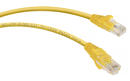 Патч-корд UTP 5e кат. с разъемами RJ-45, 26AWG/0.40мм, CCAW (0.5м), желтый