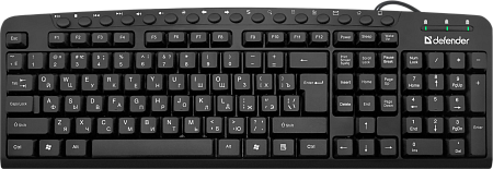 Клавиатура проводная DEFENDER Focus HB-470, USB, 104 клавиши + 19 дополнительных клавиш, черная, 454
