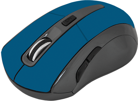 Мышь беспроводная DEFENDER Accura MM-965, USB, 5 кнопок + 1 колесо-кнопка, оптическая, голубая, 5296